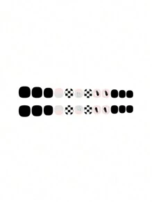 24入組短方形Y2K風格指甲藝術貼紙，包括黑白查格和心形設計，帶有繽紛元素，外加1條免費果凍彩帶式指甲油和1款果凍指甲藝術貼紙，適用於自貼指甲，修飾美甲。 - 彩色 - 查看 7