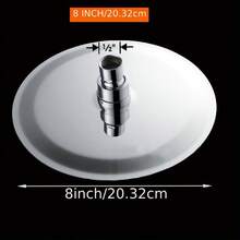 1入組雨淋花洒，304不銹鋼超薄設計-增壓，令人驚艷的體驗，高壓高流量圓形花洒頭（8英寸，鉻色） - 銀色 - 查看 3