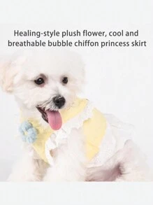 1只裙式狗胸背帶,輕盈透氣可愛花卉設計,適用於小貓小狗 - 紫色 - 查看 2