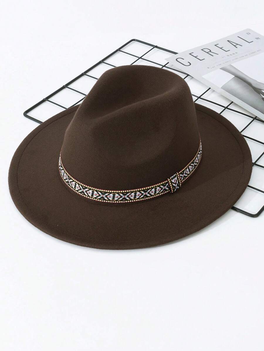 Klassischer Filzhut Fedora | Damen & Herren Vintage Jazz-Hut | Verstellbar Mit Band | Kaffee-Farbe