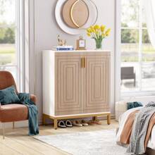 Tribesigns Shoe Cabinet With Doors, 20 Pairs Entryway Shoe Storage Cabinet With Shelves, 5-Tier Modern Free Standing Shoe Racks Storage Organizer For Closet, Living Room, Bedroom - Brown & White - View 2