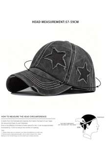 1 Ngôi Sao Unisex Xé Sờn Có Thể Điều Chỉnh Thường Ngày Mũ Bóng Chày Cho Ngoài Trời - Màu xanh Bạc hà - Xem 4