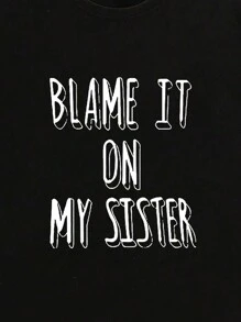 Tween Boys'街頭時尚印花圓領t恤夏季上衣 - 黑色 - 查看 3