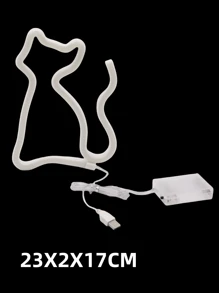 1pc Cat Shaped Neon Light - Yellow - View 9