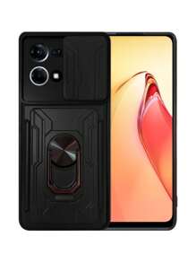 Funda Uso Rudo Card Slot Con Tarjetero Para Oppo Reno 7 4G - Negro - Ver 1