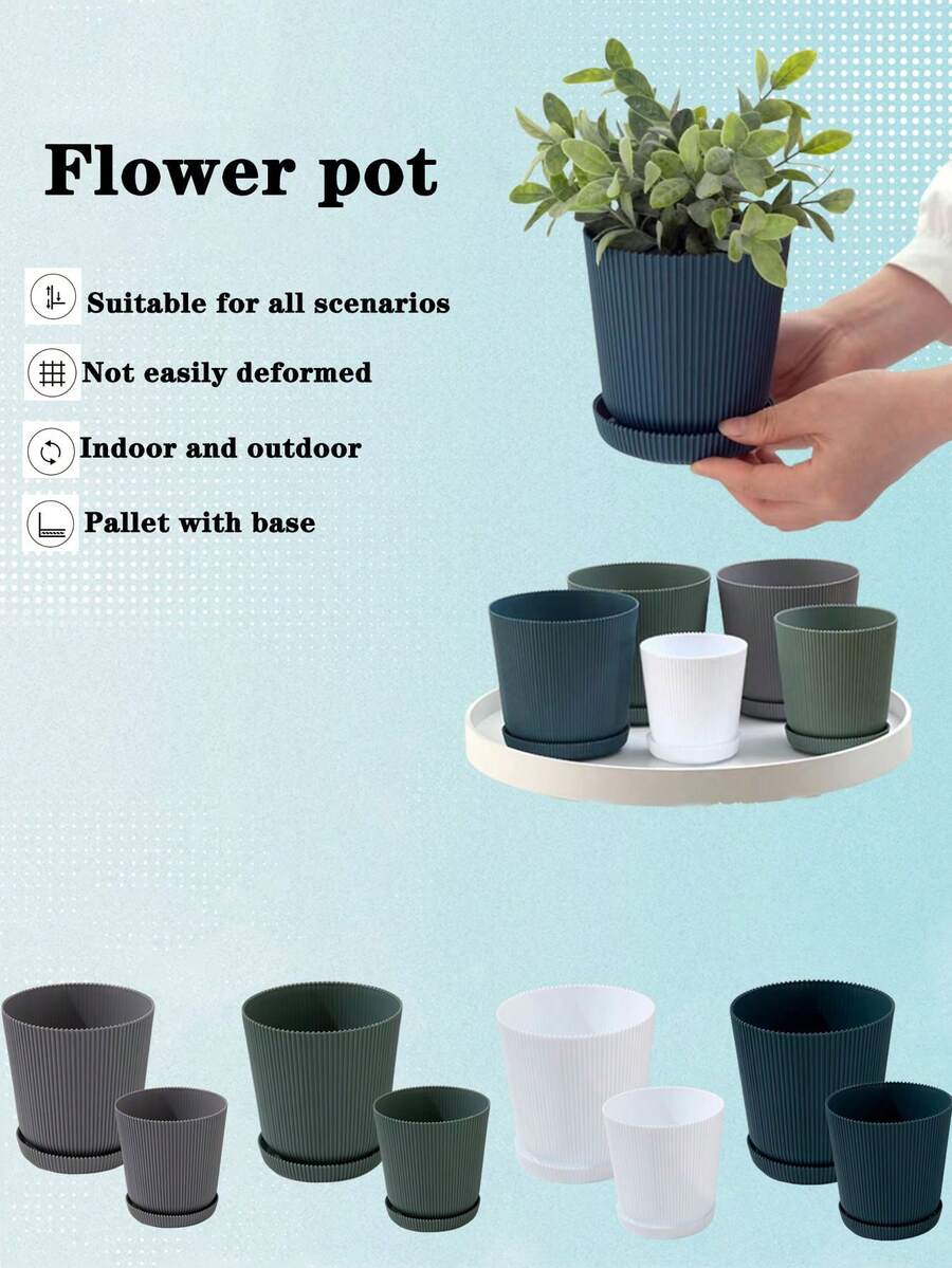 1入組帶底盤的花盆,適用於盆栽植物、多肉植物、裝飾和儲物 - 彩色 - 查看 1