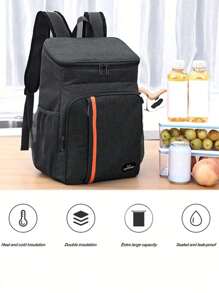 1个18升大容量保温背包户外露营大号午餐野餐背包防水牛津车载冰盒晚餐食物保鲜盒午餐袋女士午餐盒包女士学校用品配件 - 黑色 - 查看 6