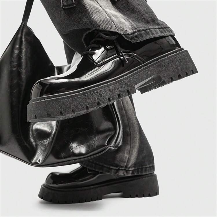 Spring And Autumn Men's Leather Boots - Casual, Business, British Style, Soft Toe, Lace-Up Shoes - Black - View 8