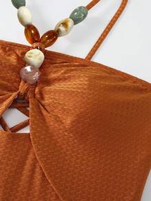 2023 New Style Women's Vintage Spa Bathing Suit And Chiffon Cover-Up Skirt 2pcs Set, One Size Summer