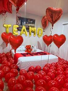 Bộ 27 bóng bay chữ "TE AMO" màu vàng kim, bóng bay "I Love You", bóng bay hình trái tim ôm gấu nhỏ màu đỏ trắng, bóng bay hình trái tim màu đỏ, thích hợp cho cầu hôn, đám cưới, trang trí kỷ niệm, tiệc Valentine. - Nhiều màu - Xem 5