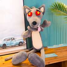 創意大野狼玩具娃娃模仿，可愛頑皮的大野狼枕頭，大野狼創意皮Q緩壓毛絨玩具娃娃，獨特的禮物 - 灰色 - 查看 5