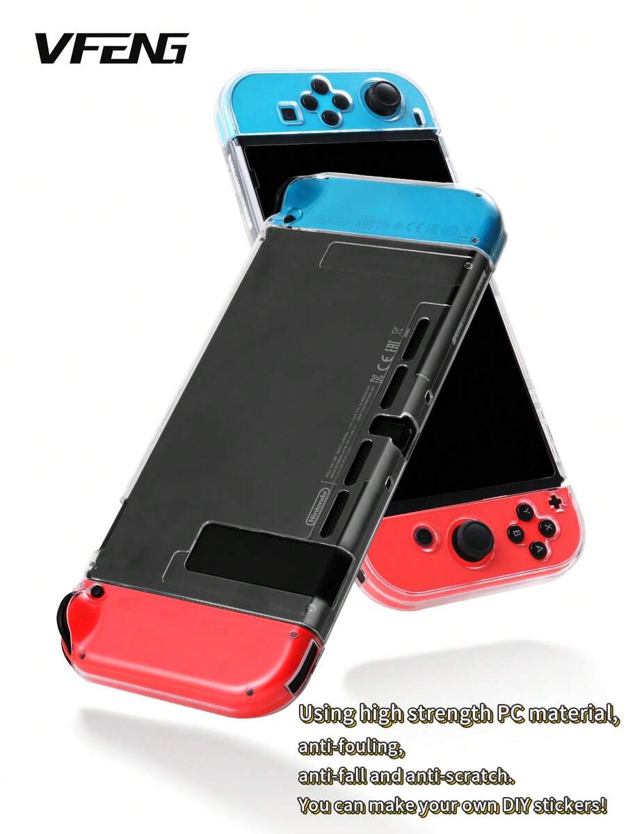 Vfeng: Una Consola De Interruptores En La Caja Trasera, Controlador Portátil, Material De Pc Separable, Carcasa Dura Ns Joycon, Cubierta Protectora Con Protector De Pantalla De Vidrio De Primera Calidad, Color Transparente - Color transparente - Ver 1