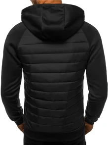 Shendy Vendy Sudaderas Hombre Ligera Moda de Temporada de Manga Larga Outfit Casual, Sudadera Deportiva Hombre Termica Capucha Fashion con Cordón Ajustable Cierre de Cremallera y Bolsillo Lateral - Negro - View 3
