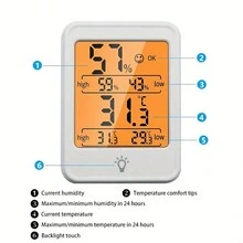 英文版電子數字顯示溫濕度計,高精度觸摸式濕度計,abs材質 - 白色 - 查看 3
