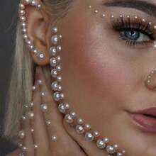 4入組指甲美甲珍珠自粘鑲嵌水晶貼紙,眼睛珠寶面部寶石,美甲水鑽貼紙,身體暫時紋身水鑽,眼影珠寶貼紙,共4張 - 白色 - 查看 6