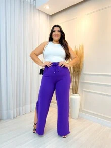 Plus Size Pants - Màu tím - Xem 3