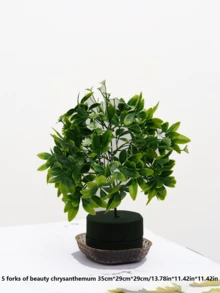 1pc Simulation Flower & Plant, Valentine'S Day, Home, Hotel, Party, Festival Decor, Fake Gypsophila Rose Lily Bamboo Chrysanthemum Maple Leaf Money Grass, Plastic, Polyester, Elegant And Affordable - Multicolor - View 4