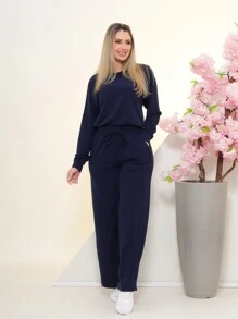 Women Two-Piece Outfits - 藏蓝色 - 查看 5