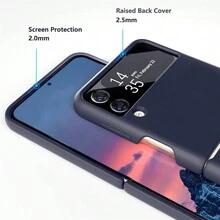 1入組天藍色液態矽膠可折疊柔軟布內膚色實心超薄可水洗全覆蓋防摔手機殼，適用於Samsung Galaxy Z Flip 5/ Z Flip 4/ Z Flip 3 - 寶藍色 - 查看 6