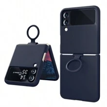 1入組天藍色液態矽膠可折疊柔軟布內膚色實心超薄可水洗全覆蓋防摔手機殼，適用於Samsung Galaxy Z Flip 5/ Z Flip 4/ Z Flip 3 - 寶藍色 - 查看 8