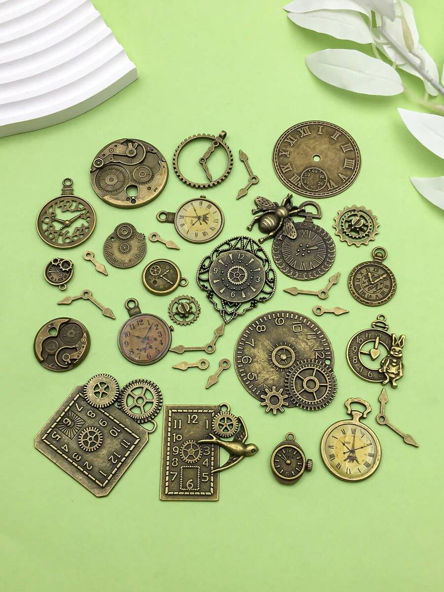 30pcs Hợp kim Đồ cổ Bronze Hỗn hợp Bộ xương Steampunk Đồng hồ Mặt Đồng hồ Bánh răng Bánh xe Vật rủ xuống Đối với Làm đồ trang sức DIY Steampunk Bánh răng Vật rủ xuống Thủ công mỹ nghệ Phụ kiện - Đồng cổ - Xem 1