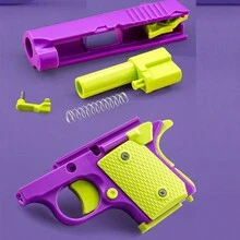 1入隨機顏色diy組裝槍玩具,手槍型迷你3d重力槍,1911型號,帶有自動彈回系統 - 彩色 - 查看 4