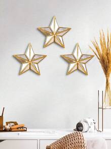1 Pieza Creativa Retro 3d Resina Material Decoración De Pared De Espejo De Vidrio En Forma De Estrella Para Sala De Estar En Casa Portátil Instalación Diseño De Moda Decoración Para Dormitorio Regalo De Inauguración De La Casa Para Novia, Mejor Amiga, Familia