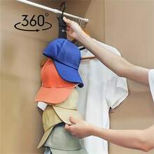 Un organizador colgante de almacenamiento de gorras con 8 ganchos, capaz de sostener 16 gorras sin perforar orificios, diseño adhesivo montado en la pared para dormitorio, entrada, armario y pasillo, conveniente para guardar organizadores de gorras béisbol - Negro - Ver 2