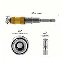 1pc 3.5-Inch 1/4 Inch Multi-Angle Rotary Extension Rod Magnetic Screwdriver With 6.35mm Shank And Quick Release Lock Joint - Gold - View 3
