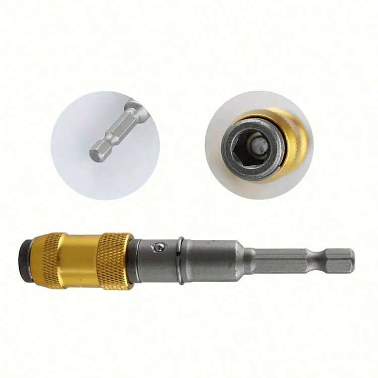 1pc 3.5-Inch 1/4 Inch Multi-Angle Rotary Extension Rod Magnetic Screwdriver With 6.35mm Shank And Quick Release Lock Joint - Gold - View 8