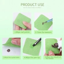 180片/盒綠色一次性指甲美甲卸甲墊,去除甲膠潔淨墊,無酮指甲擦拭布 - 綠色 - 查看 4
