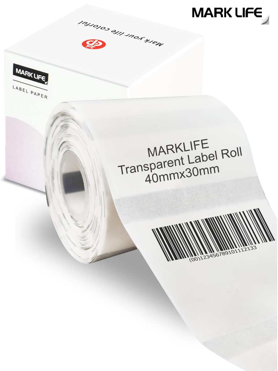 MARKLIFE透明熱敏標籤紙1.57"X1.18"(40*30毫米)透明標籤，透明1卷230個/Roll-P50、D100標誌/條碼/貼紙