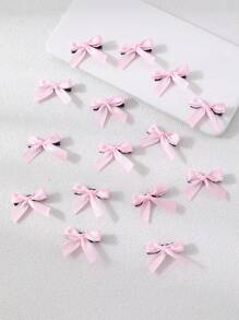 6个/15个/30个套装可爱蝴蝶结发夹，彩色蕾丝发夹，时尚发卡，适合女孩日常、节日、情人节、派对等场合，可作头部饰品、情人节饰品、女士发饰、发夹 - 粉色 - 查看 5