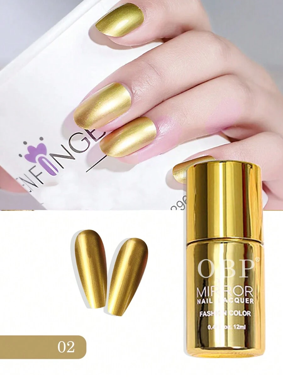 1 Piece Mirror Effect Varnish Metallic Color Dries Fast For Nails - Gold - View 1