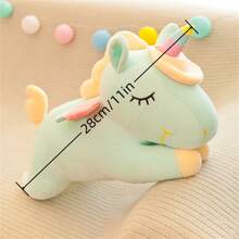 28cm/11in Green Unicorn Stuffed Animal, Rainbow Plush Toy, Unique Design, Cute Collectible Doll - Green - View 2