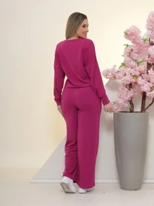 Women Two-Piece Outfits - Rose Red - View 6