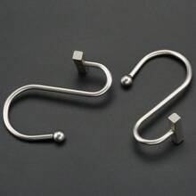 12pcs/Set Matte Nickel Shower Curtain Hooks, Bathroom Rustproof Curtain Ring, Modern Metal Decorative Shower Hooks, Fits Straight & T-Shaped Rods Bathroom Decor - Multicolor - View 1