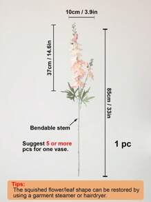 1 件人造飞燕草花 33 英寸丝绸飞燕草花仿长茎假植物插花适用于家庭办公室花园婚礼桌花瓶装饰、情人节、礼物生日毕业家居装饰返校房间装饰学校用品 - 淺粉色 - 查看 2