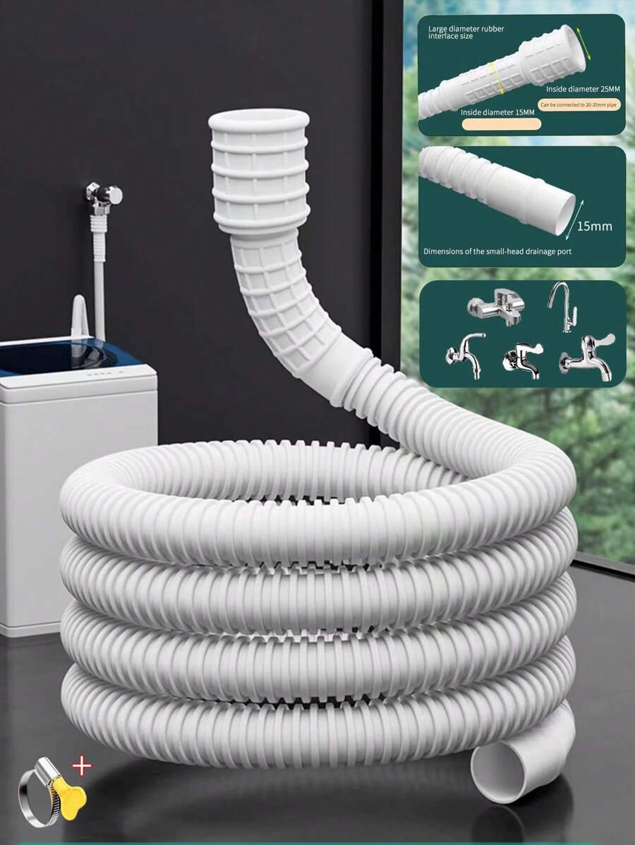 1 Set 1m/2m/4m/8m Adjustable Tap Extension Hose Universal Connector Suitable For Bathroom, Kitchen, Washing Machine, Garden Watering, Etc. Home Bathroom Decor Fall Decor Back To School