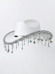 1pc [Cowboy Hat]Studded Punk Casual Hat Knit Western Cowboy Hat Wide Brim Sunhat Riding Cap Party Cowboy Hat Cowgirl Hat Halloween - Multicolor - View 12