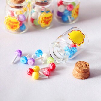 Dollhouse Miniature Food Toy Model Fun Jar-Packed Colorful Lollipop Kitchen & Fridge Decoration