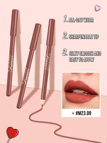 Misslyn Smooth Lip Liner Pencil, Long-Lasting Color, Intense Lip Color, Glides On Smoothly, Lip Liner, Natural Makeup Effect, High Color Payoff, Soft Pencil Core, Long-Lasting Smooth, Ultra-Matte Lip Liner Pencil, Brand Cosmetics, Facial Makeup Products, Suitable For Women And Girls, Winter Essential, Y2K Style, Fashion Versatile, Great Birthday Gift, Valentine's Day Gift, Party Essential, New Year Gift, Best Colors, Cruelty-Free And Vegan - 09 - Xem 3