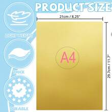 6 Hojas Papel Adhesivo Autoadhesivo Resistente Al Agua De Color Dorado Imprimible De Tamaño A4 Para Impresora De Inyección De Tinta/láser - Dorado - Ver 3