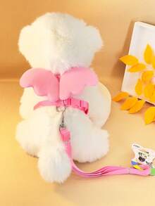 1 Pieza Correa Rosa Con Diseño De Alas De Ángel Para Caminar Perros Y Gatos, Suministros Para Mascotas - Rosa - Ver 1