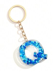 1個女士藍色黏合劑心型亮片可愛字母鑰匙扣,送給朋友的絕佳禮物 - 寶藍色 - 查看 29