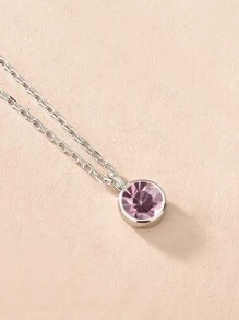 1 件简约 12 月诞生石情人节项链，圆形锆石吊坠，带 3D 水晶和水钻装饰，银链，妈妈，母亲，母亲节，礼物 - 銀色 - 查看 21