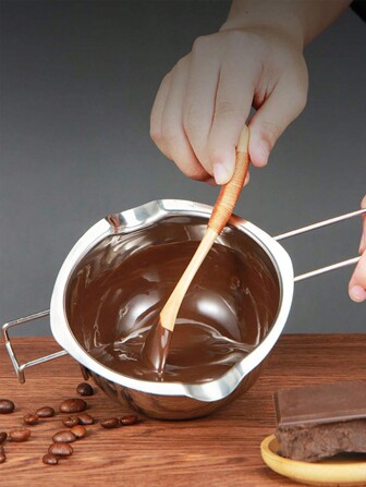 1pc Stainless Steel Melting Pot With Heat-Resistant Handle For Melting Butter, Candy, Cheese, Candle, Chocolate, Soap