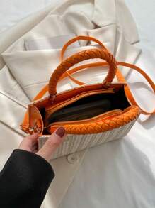Fashion Korean Version Gentle Handbag 2025 Summer New Versatile Single Shoulder Crossbody Bag Small Square Bag - Orange - View 7