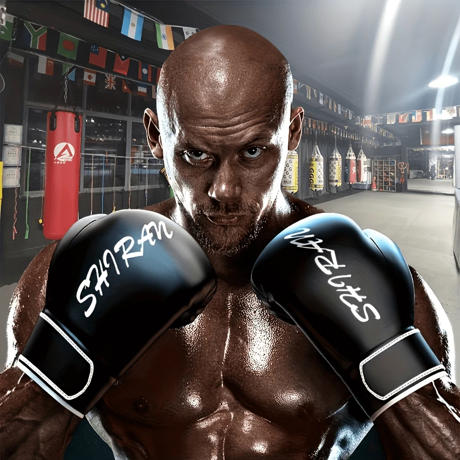 2 breathable boxing gloves - Black - View 1