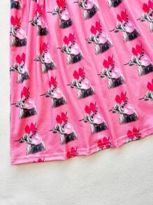 Vestido Casual Estampado com Animais para o Dia dos Namorados para Menina Jovem